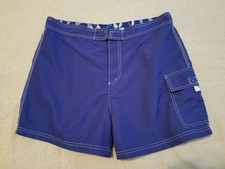 VTG Catalina Board Shorts Tropical Blue Beach Surf Nylon Active Casual Pocket L
