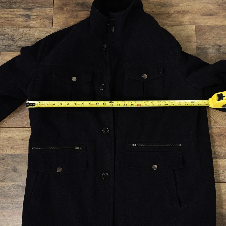 Chaqueta Michael Kors Para Hombre 2XT Azul Oscuro Manga Ling Lana Abotonada con Bolsillos Foto 4 de 4