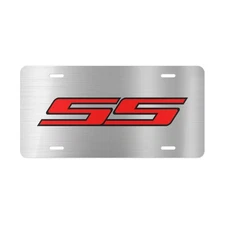 Chevrolet Chevy SS Car Front License Plate Tag Vanity Style Printed Silver Look