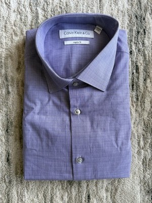 NWT CALVIN KLEIN & CO. Men's Button Down Shirt Regular Fit Purple Size L