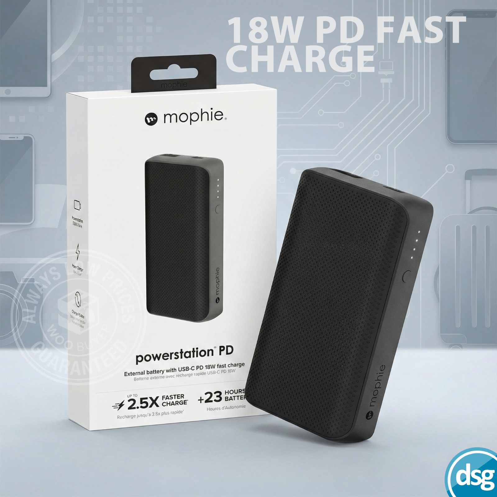 Mophie Powerstation Power Bank Portable Battery Pack 6700mAh 18W PD / USB-C