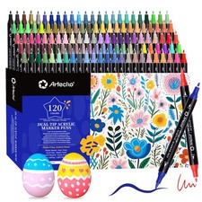 Artecho Acrylic Paint Markers 120 Colors, Acrylic Paint Pens with Brush Tip a...