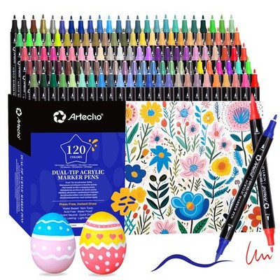 Artecho Acrylic Paint Markers 120 Colors, Acrylic Paint Pens with Brush Tip a...