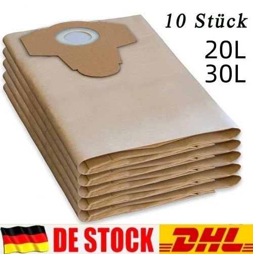 12er Set Staubsaugerbeutel Für Parkside PNTS 1400, 1500, PWD 25, 30 & Einhell Nass-Trockensauger (30 L)