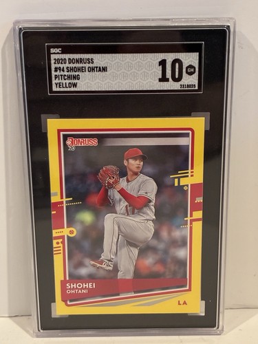 Shohei Ohtani 2020 Donruss #94 Yellow Variation Pitching SGC Gem 10