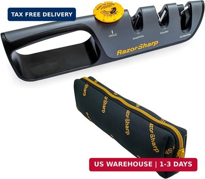 RazorSharp  Knife Sharpener With Adjustable Angle Guide - Diamond-Coated Ceramic