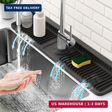 24'' Longer Faucet Mat for Kitchen Sink Splash Guard 7  Slope Fast Self-draining