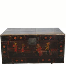 Black 29" Inch Long Antique Accent Trunk Table