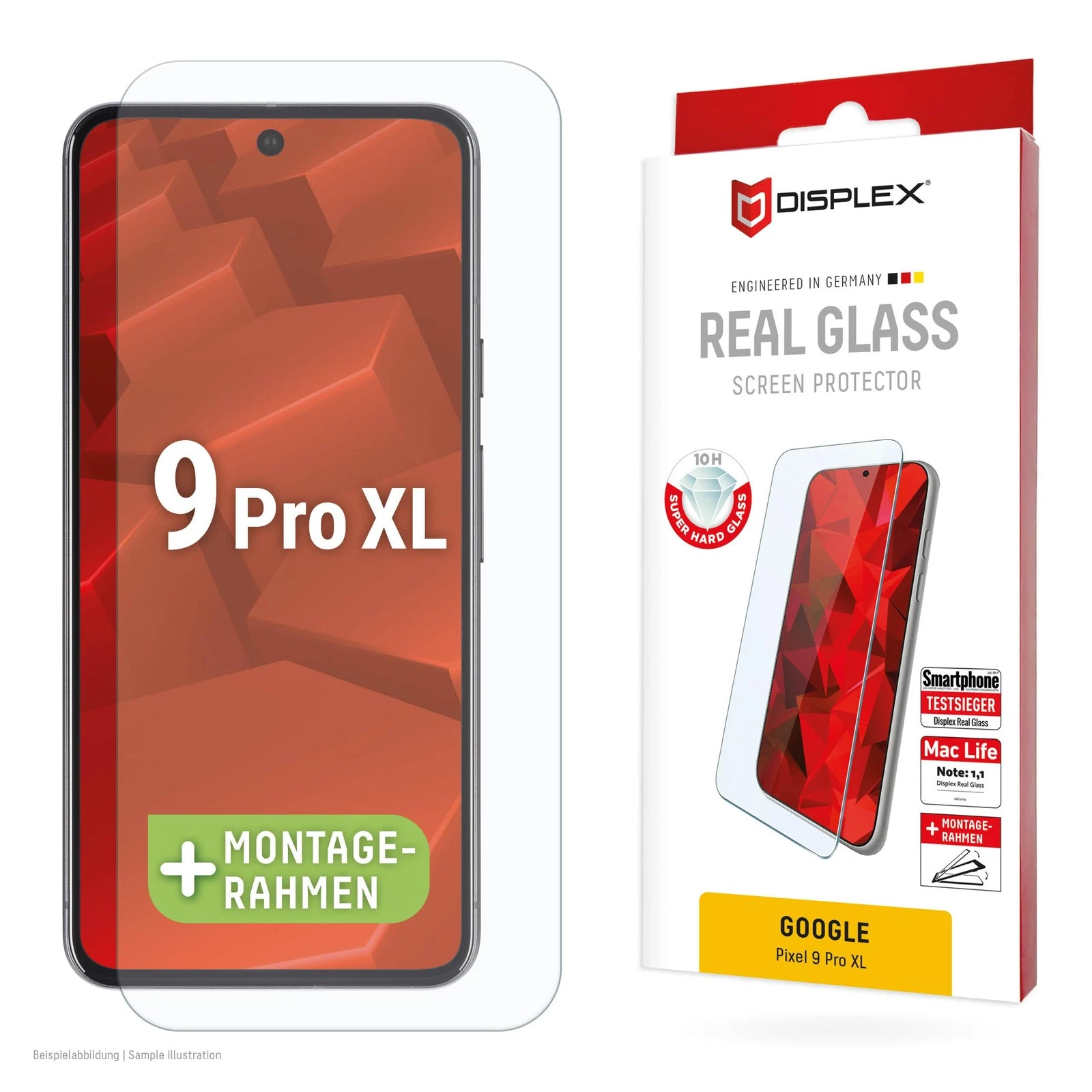 Displex Protective Glass 2D/ Clear (10H) for Google Pixel 9 Pro XL, Eco Mounting