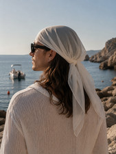 Men s White Chiffon Head Scarf Bandana 90x90 ...