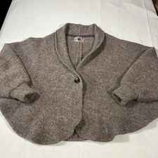 HandKnit Wool Batwing  Poncho Cape Sweater Capelet Made USA Brown Shawl