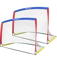 Soccer Goals for Backyard Set, 2 of 6x4 ft Portable Pop Up Soccer Goal Training
