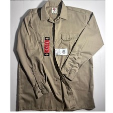 Dickies Mens Original Fit Long Sleeve Work Shirt Khaki Tan D574DS Medium NWT
