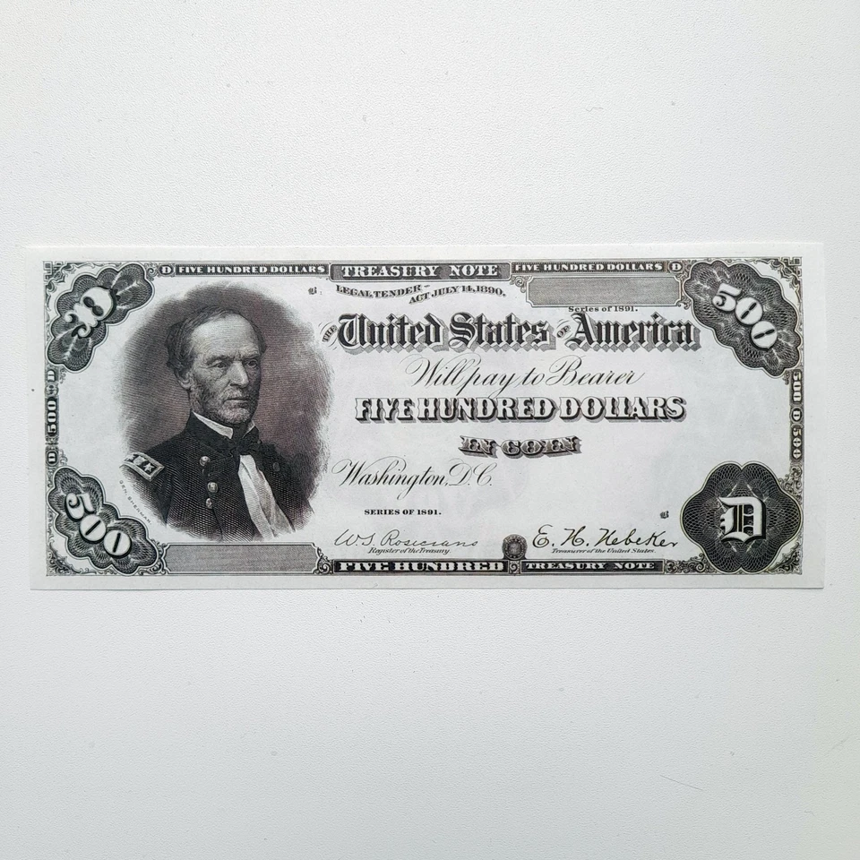 500 Dollars 1891 Treasure Note Reproduction US Banknote - Image 3 of 4