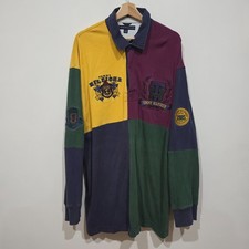 Vintage Tommy Hilfiger Rugby Shirt XXL Patchwork Crest Logo