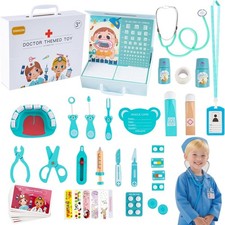 Doctor Kit for Kids Girls, Wooden Kids Dentist Play Set, Doctor Play Set Pretend