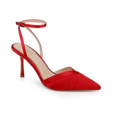 Women's Jewel Badgley Mischka Parklyn Pointed Toe Evening Pumps Red Satin