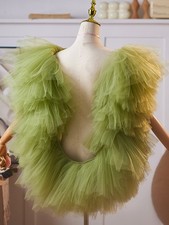 Women Fairy Ruffles Mesh Shawl Detachable Gown Party Dress Shrug Scarf Accessory