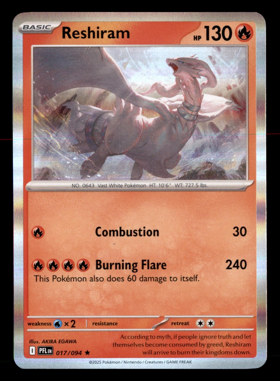 Reshiram 017/094 Rare Phantasmal Flames Pokemon Near Mint