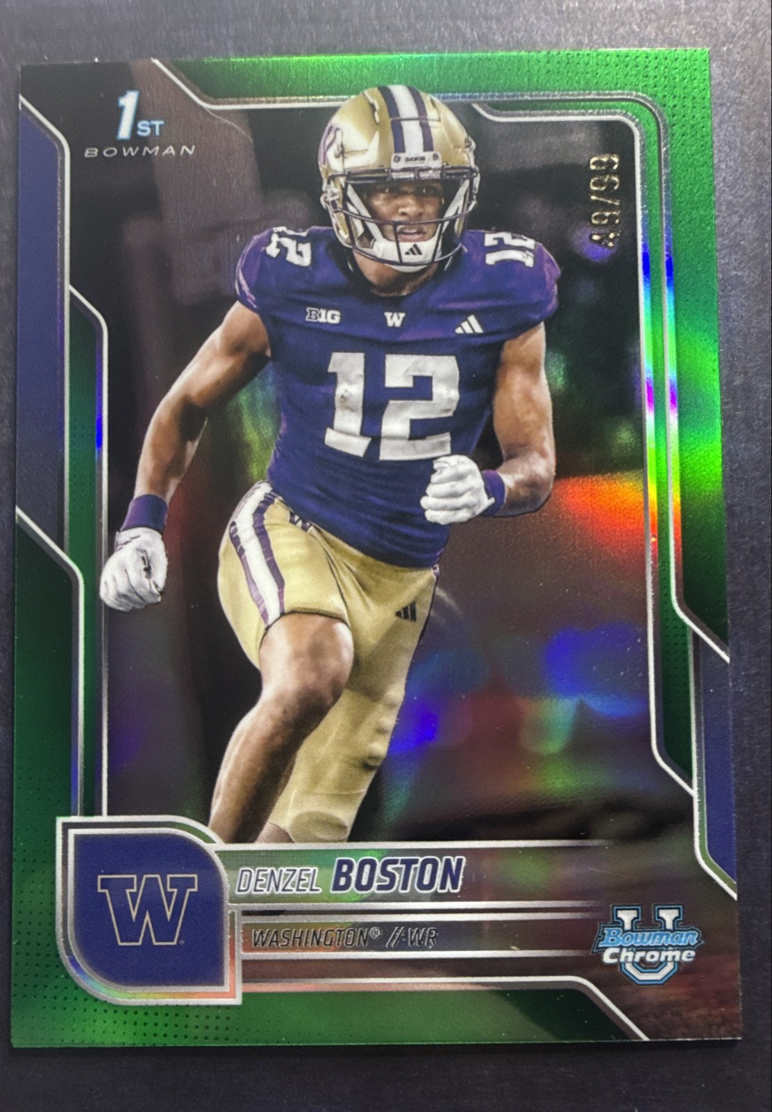 2025 Bowman University Chrome - Denzel Boston #34 Green Refractor /99 (RC)