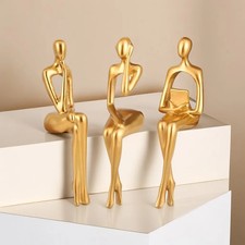 Vilead Set of 3 Abstract Figurines Nordic The Thinker Modern Art Sculpture...