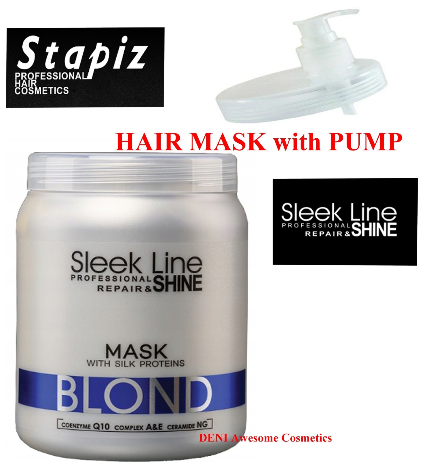 STAPIZ Sleek Line BLOND Hair Mask with silk 1000 ml + PUMP