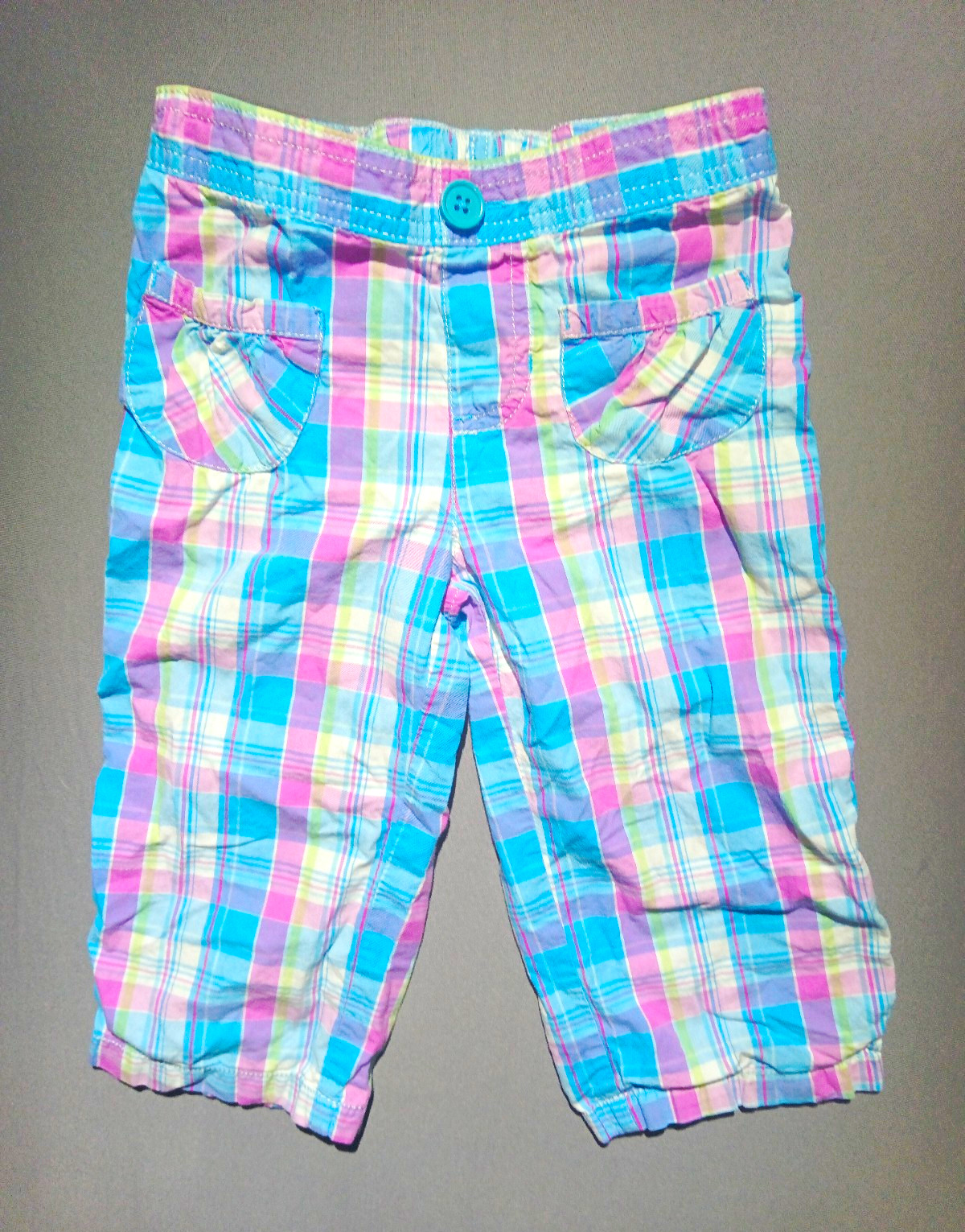 Jumping Beans Girls Size 6 Plaid Bermuda Shorts Cotton Elastic Waist Pockets