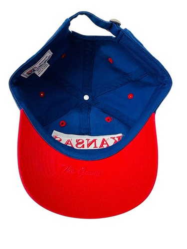 UNIVERSITY OF KANSAS JAYHAWKS STRAP BACK THE GAME EMBROIDERED ROCK CHALK DENIM - Picture 10 of 14