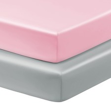 2 Pack Satin Crib Sheets for Baby, 52" x 28" x 8" Silky Fitted Crib Sheets, S...