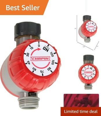 Chapin 41004 Mechanical Water Timer Up to 120 Minutes   Manual Dial   Red / Gray