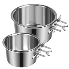 2 Pcs Large Dog Food Water Bowl for Cage with Upgraded Clamp Holder, Pet Kenn...