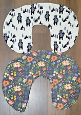 2 Boppy Nursing Pillow Covers only , black  white bear and floral flowers