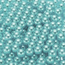 500Pcs Faux Pearl for Crafting 10mm No Hole ABS Round Pearls Beads Light Blue