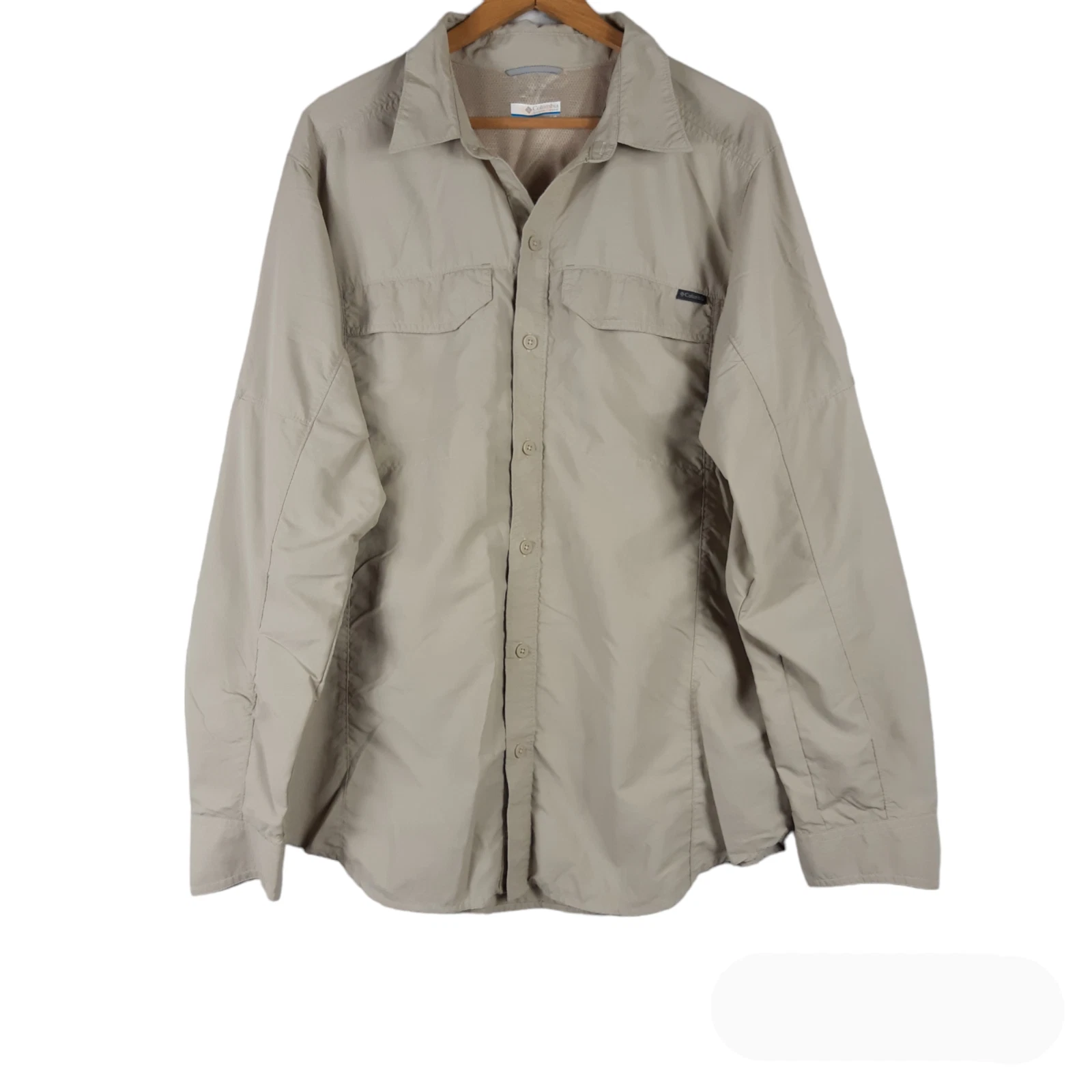 Columbia Omni-Shade Beige Vented Long Sleeve Performance Shirt Size Large