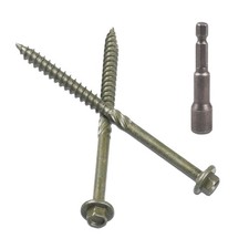  14 x 4 Inch Wood Structural Hex Timber Screws Rust Resistant Green 50 PCS