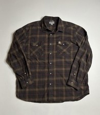 Carhartt Relaxed Fit Plaid Flannel Brown Long Sleeve Shirt Men's XL