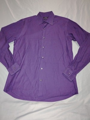 Marc Anthony Slim Fit Button Down Shirt Men's Size 16.5 36-37 Purple Long Sleeve