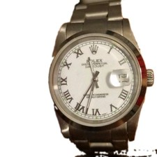 Rolex Datejust 16233 36mm White Roman Dial Date Auto Steel Bracelet