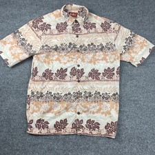 PAU HANA Shirt Men's Medium Floral Essence Button Up Beachy Relaxed Summer
