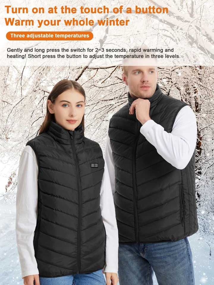 Heated Vest 9/13 Heating Zones With Battery Pack Electric Heating Coat Jacket US - Image 4 of 4