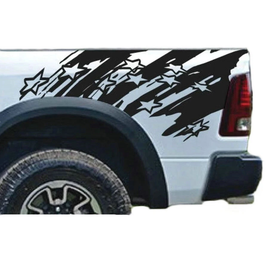 Fit For Dodge Ram American Flag Car Sticker Graphics Stripes Trunk Side Decal Foto 2 de 4