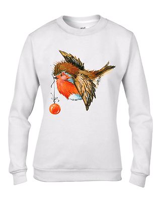Natale Robin Con Pallina Carino Donna Maglione Maglione