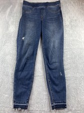 Spanx Elastic Waist Distressed Denim Blue Jeans Women's Size Small