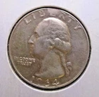 1964 D WASHINGTON QUARTER - SILVER - ERRORS - ON TOP AN BOTTOM OF BOTH SIDES