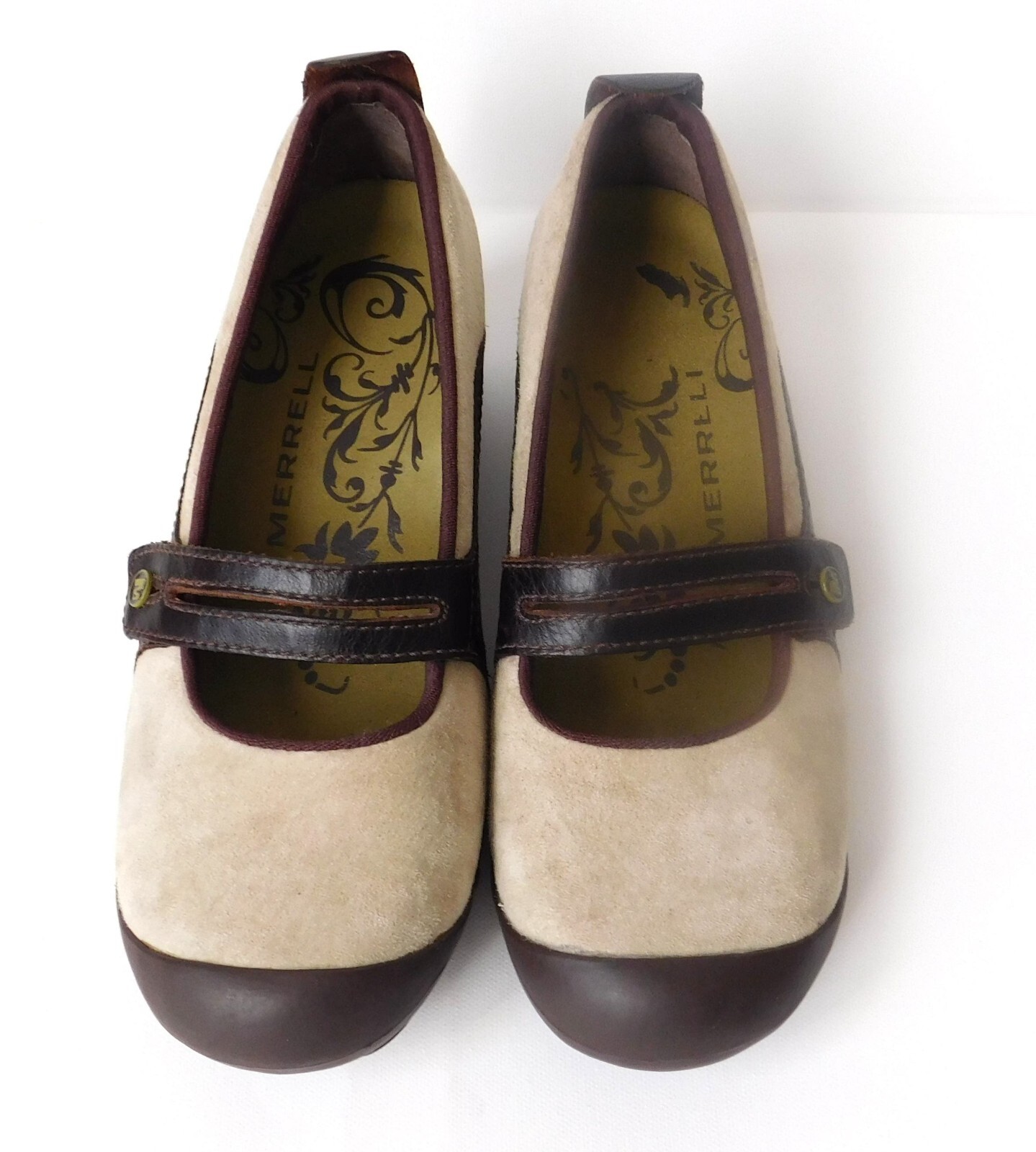 Scarpe con zeppa da donna Merrell Plaza Bandeau marrone marrone scamosciato Mary Jane taglia 8 5