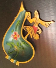 Vintage ASHTRAY with lady dancer 6" JUDAICA made in ISRAEL