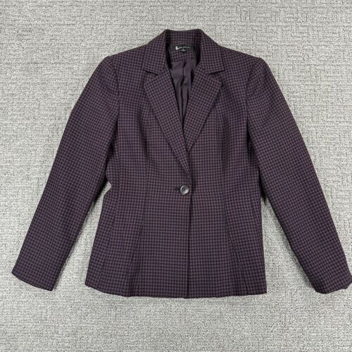 Larry Levine Suit Set 8 Blazer 10 Skirt Purple Black Jacket Lined VTG Womens - Picture 2 of 21