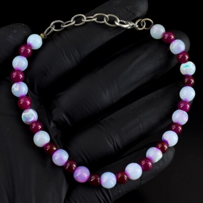 Exklusives wunderbares Armband rosa Rubin & Chalzedon 51,00 kt Perlen VK 23 E673