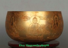 6.2"Old Tibet Bronze 24K Gold Sakyamuni Shakyamuni Amitabha Buddha Statue Bowl