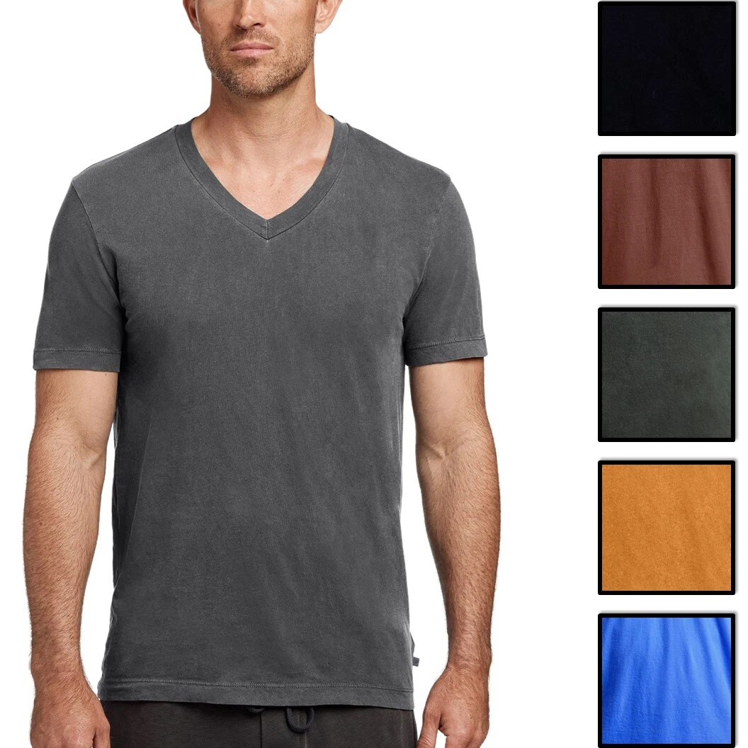 James Perse Men's Lightweight Soft Cotton Relaxed Fit V-Neck Tee T-Shirt.